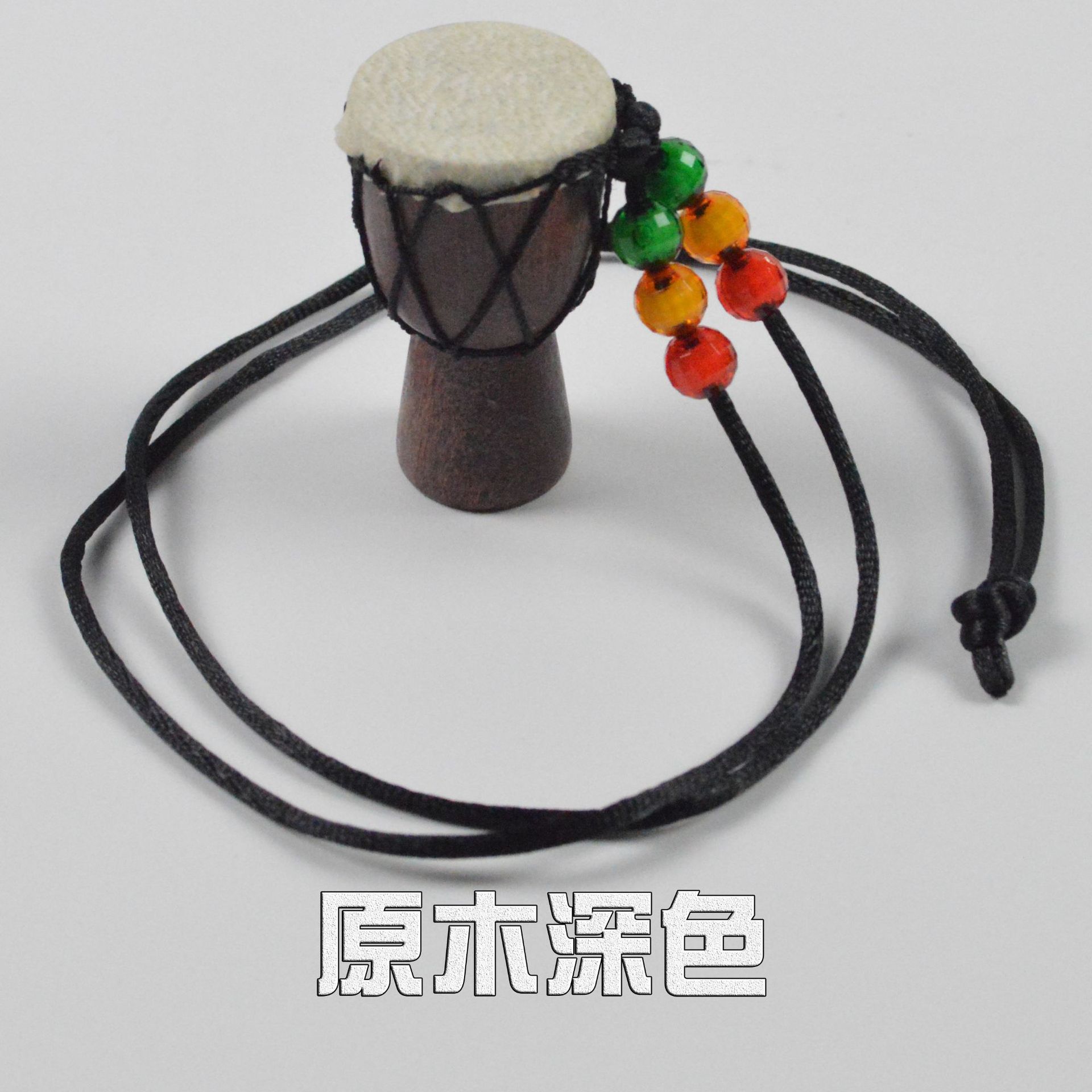 Picture of African Drum Pendant African Tambourine Necklace Jewelry Travel Gift Souvenir Solid Wood Handmade Sheepskin Sewing