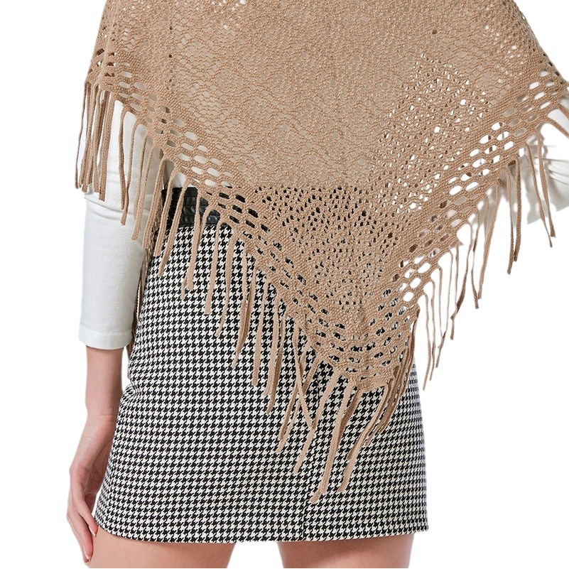2024 New Autumn and Winter Imitation Cashmere Asymmetrical Tassel Shawl Women's Triangle Scarf Versatile Warm Scarf Dual-Use Trendy