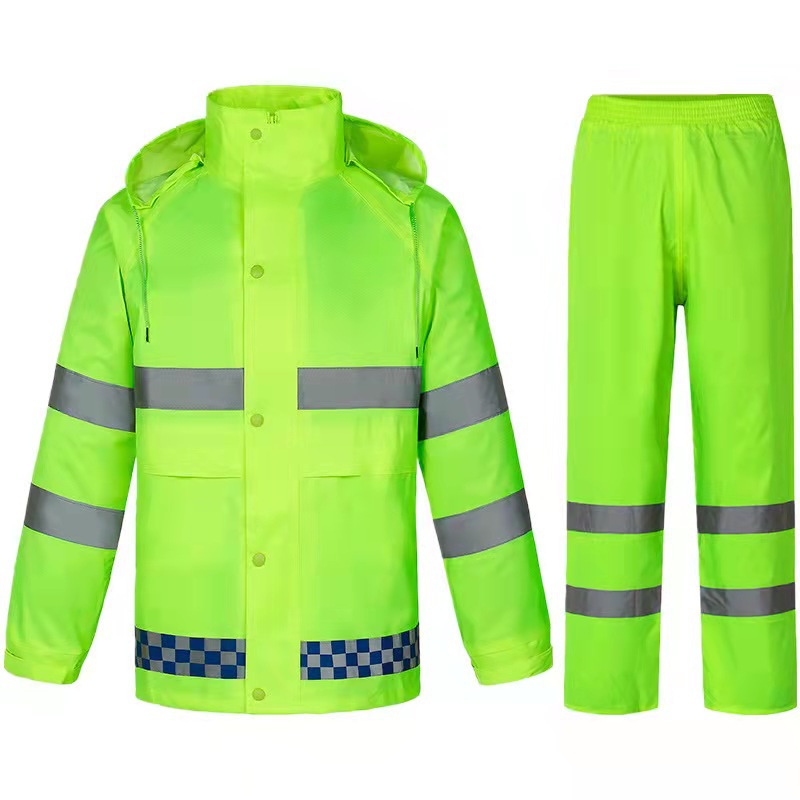 Picture of Wholesale Oxford Cloth Raincoat Split Adult Labor Protection Outdoor Riding Reflective Split Raincoat Rain Pants Set