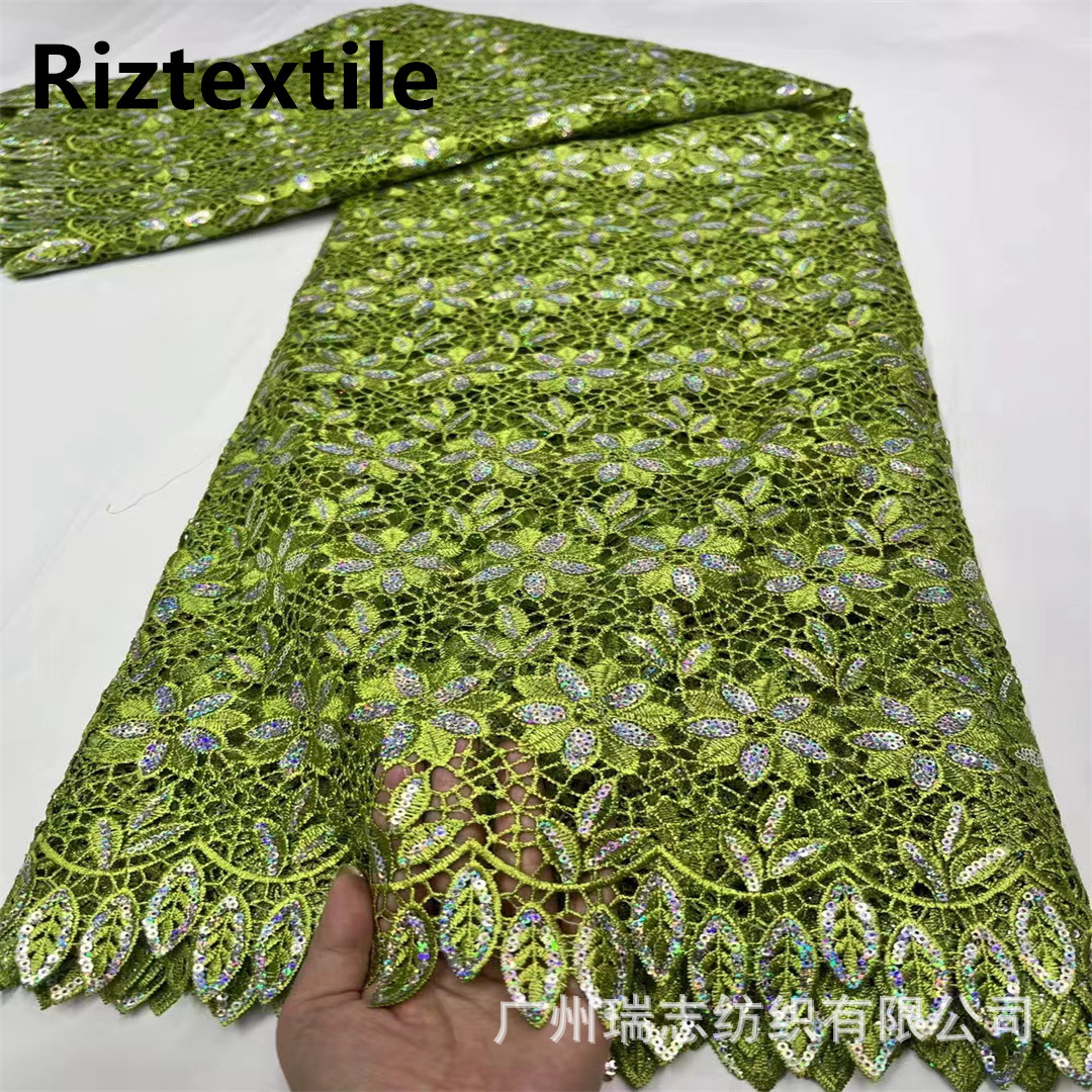 Embroidered cotton African lace fabric women's dress children's clothing with diamond embroidered fabric lace fabric