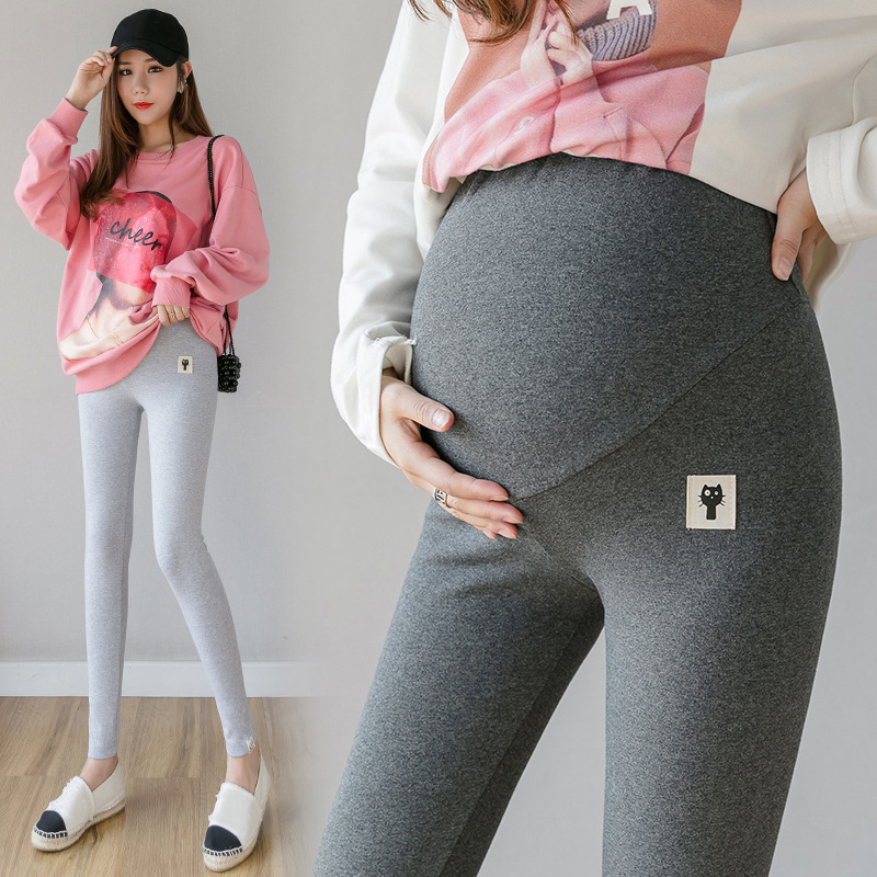 Pregnant Women's Leggings Autumn and Winter Clothing Exterior Wear Velvet Thickened Pants Belly Warm Pants Silver Fox Velvet Pencil Pants for Pregnant Women