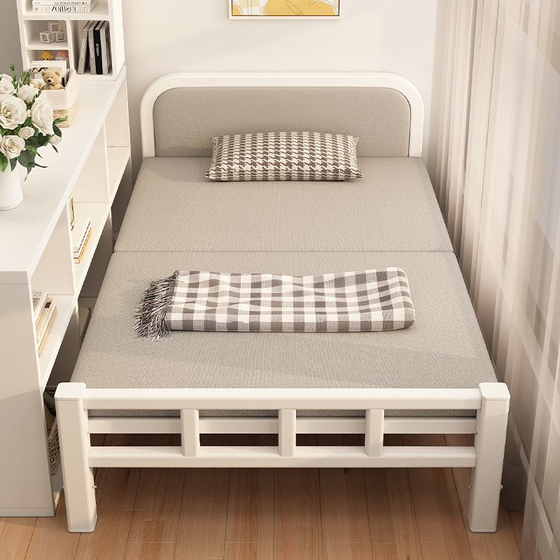 Folding Single Bed for Home Use, Nap Cot for Adults, Simple Rental House, Portable Double Bed, Hard Board Iron Bed