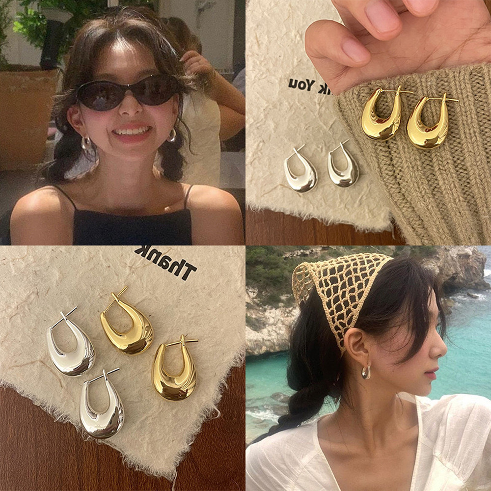 Korean Style ins Style Diamond-encrusted Niche Design High-grade Exquisite Ear Buckle Women's Fashionable Ear Ring All-match Simple Copper Plated with Real Gold