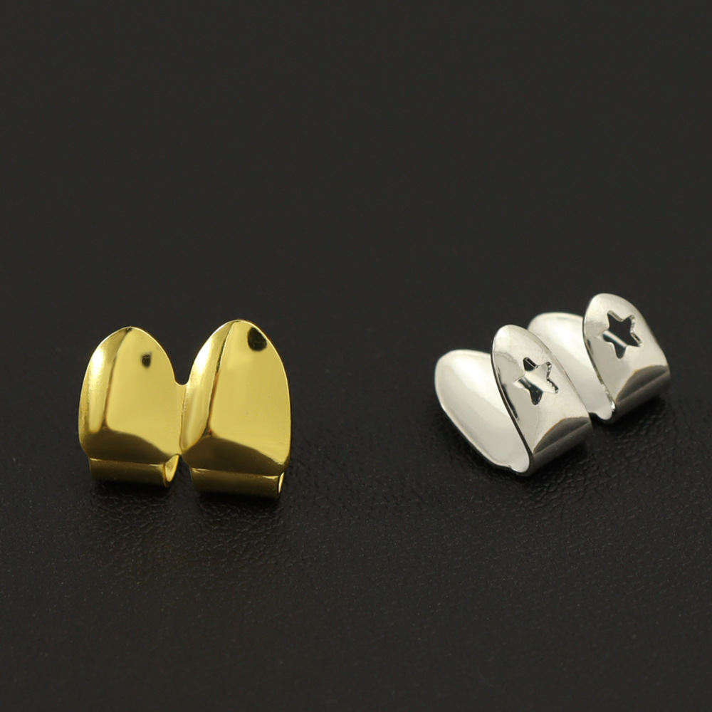 Picture of Cross-border Amazon HIPHOP gold braces double pointed teeth real gold plating hip-hop jewelry braces factory outlet