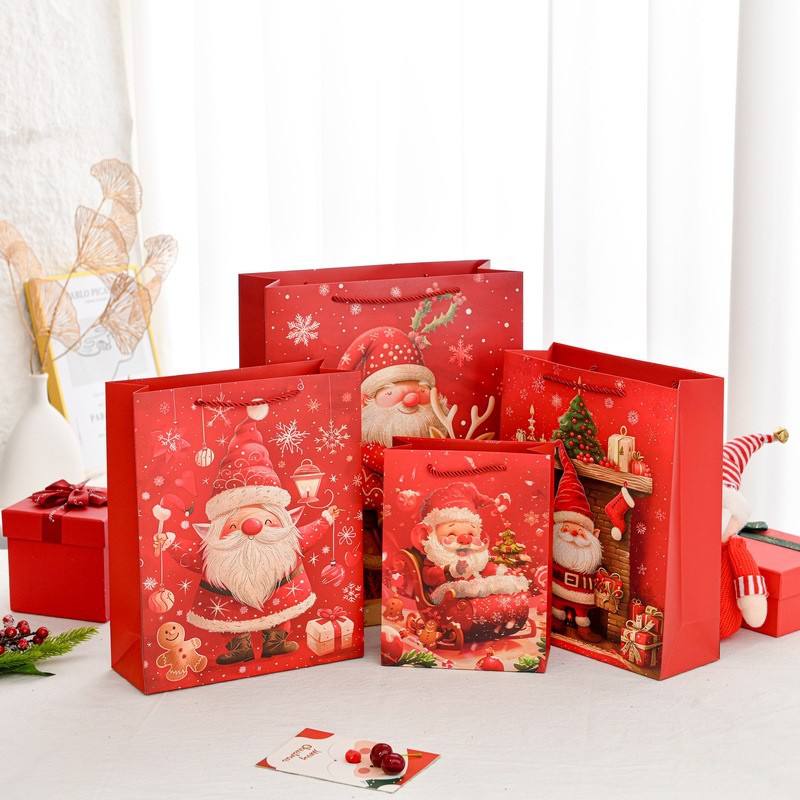 Christmas Cartoon Old Man Gift Bag Amazon Cross-Border Fresh Christmas Gift Bag Extra Large Christmas Gift Bag