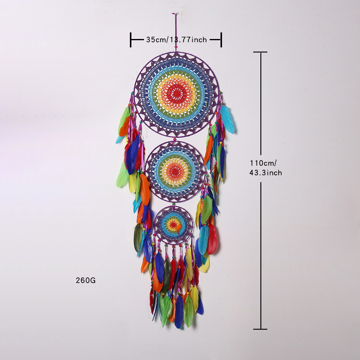 Picture of Ins New Three-Ring Concentric Round Crochet Flower Dream Catcher Large Wedding Scene Decoration Dream Catcher Decorative Hanging