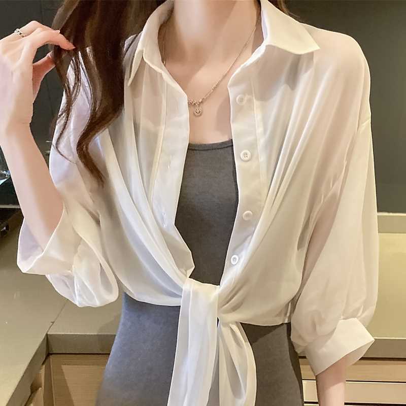 Chiffon Cardigan Top Coat Thin Summer Sling Skirt Outer Short Small Shawl Sunscreen Women's All-match