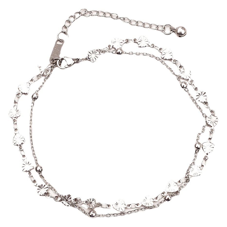 European and American titanium steel anklet 18K female rose gold plated double beach simple Bohemian ankle foot chain wholesale