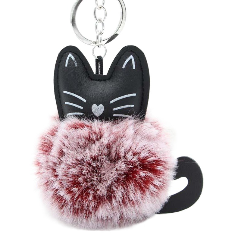 KOOROL creative cartoon cute fur two-color fur ball kitten fur ball keychain bag plush pendant