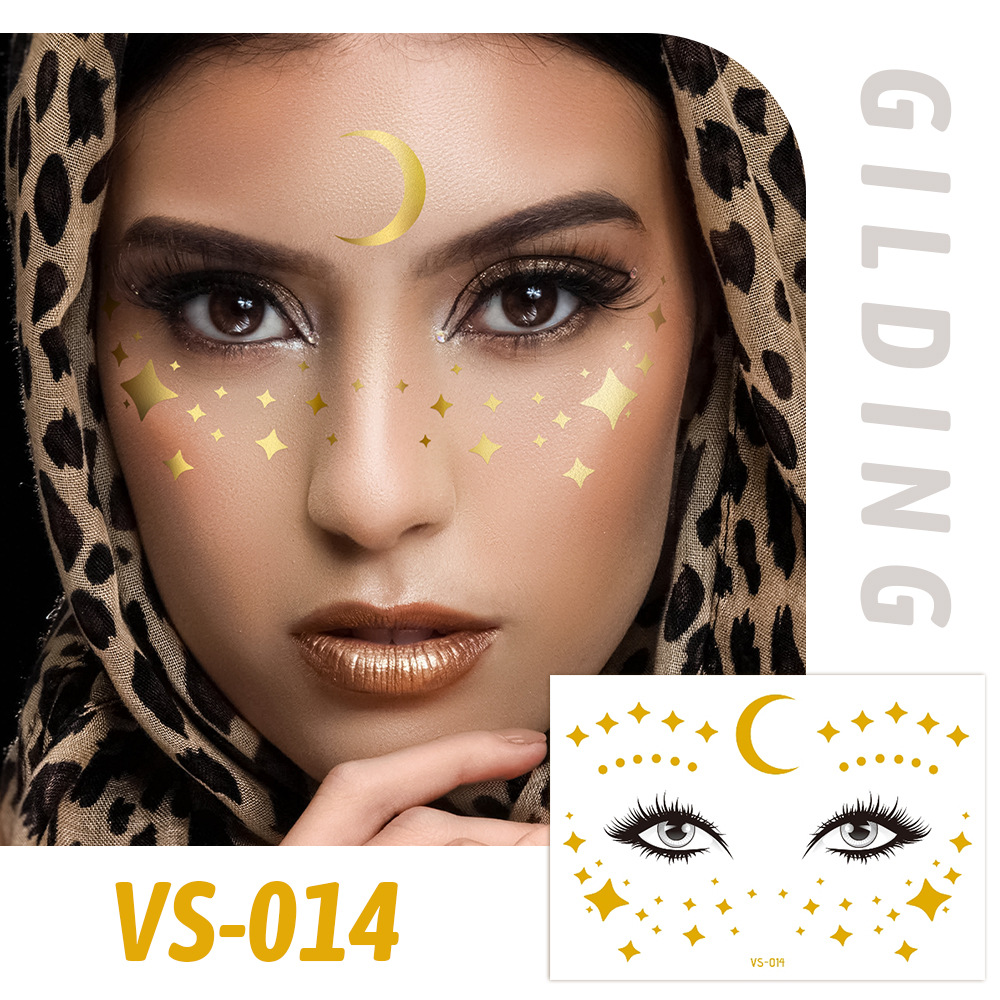 Picture of Cross-border Supply Waterproof Bronzing Electric Syllable Tattoo Sticker European and American Carnival Party Face Sticker Masquerade Freckles