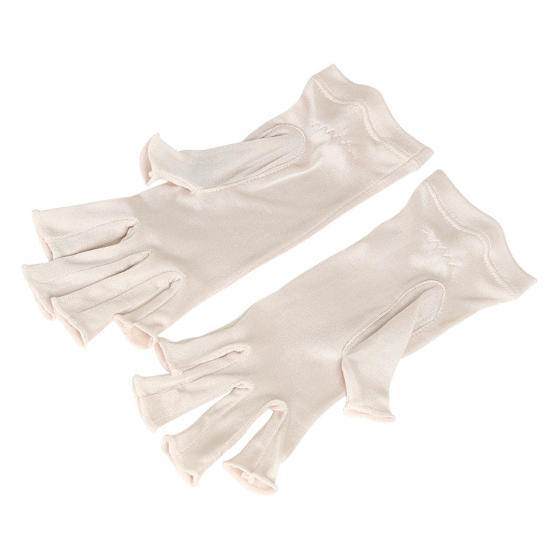 Picture of Huaye Silk Half-Finger Sun Protection Gloves for Men and Women with Touch Screen and Non-Slip 100% Mulberry Silk Fabric Thin Skin Care Gloves