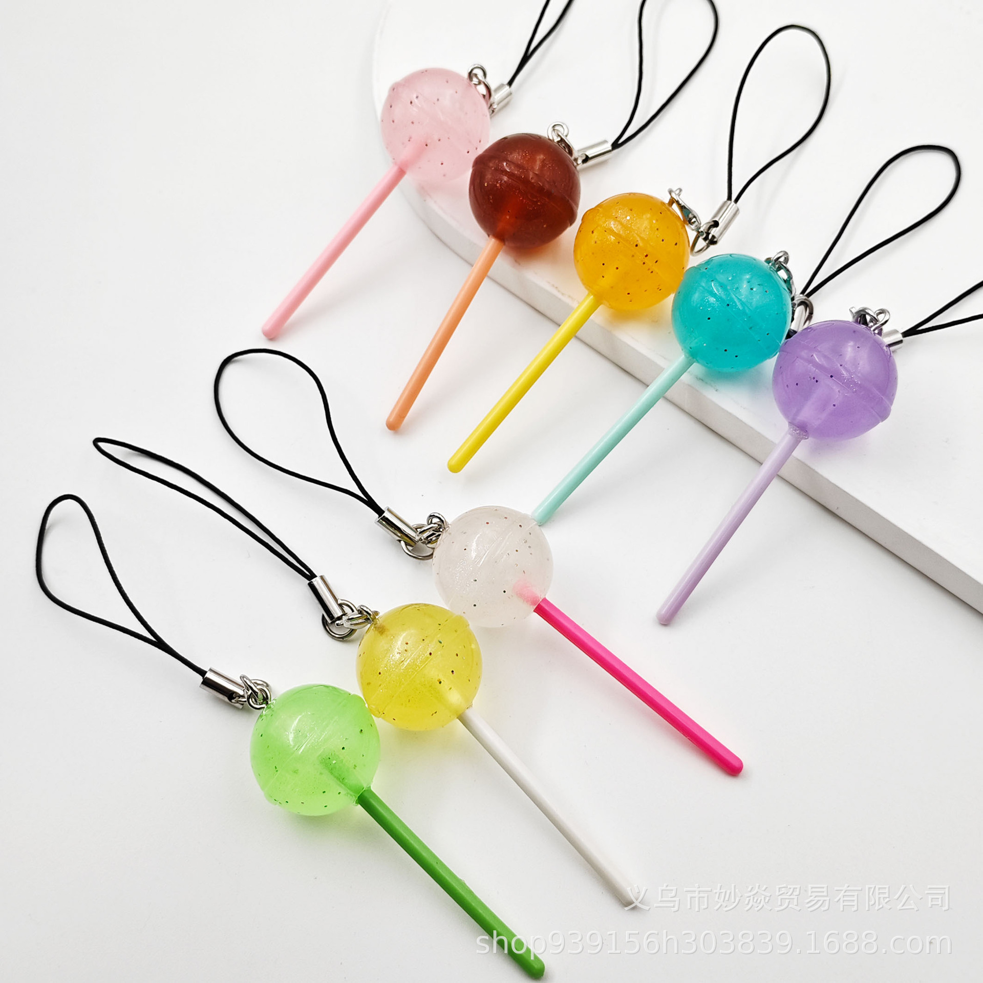 Cross-border ins Children's Fun Simulation Luminous Lollipop Creative Multicolor Acrylic Bag Keychain Mobile Phone Pendant
