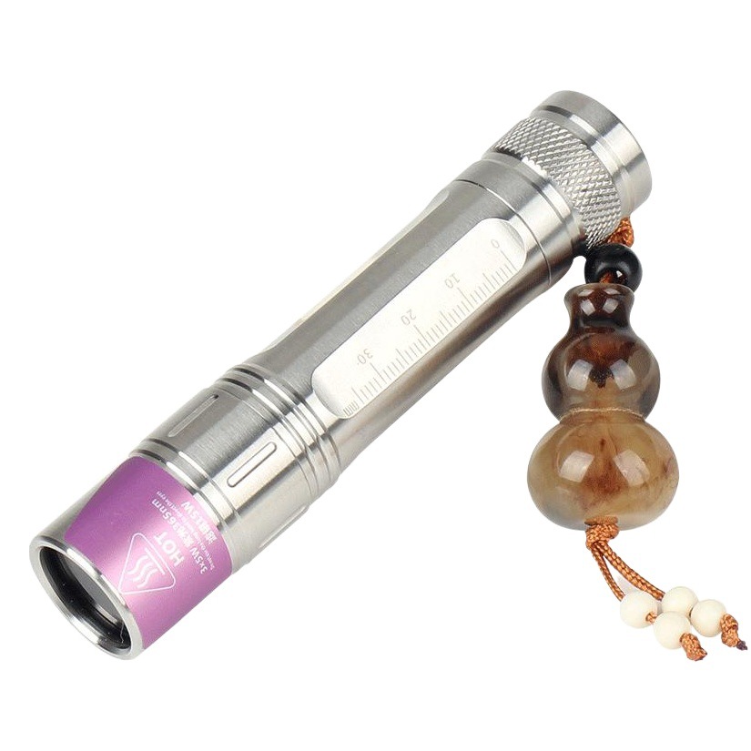 Pet Cat Ringworm Lamp Purple Light Fluorescent Detection Banknote Inspection Wood's Stainless Steel Ultraviolet Flashlight Purple Light Detection