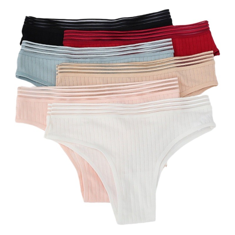 Cross-border Women's cotton underwear 40 thread pit T-shaped pants plus size sexy solid color Girl T-shaped briefs