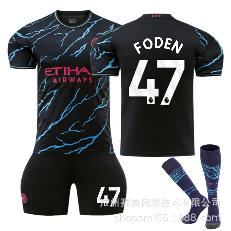 Picture of 23-24 Manchester City II away football uniform suit No. 9 Harland 17 de brauney 10 Rushford 47 Forden