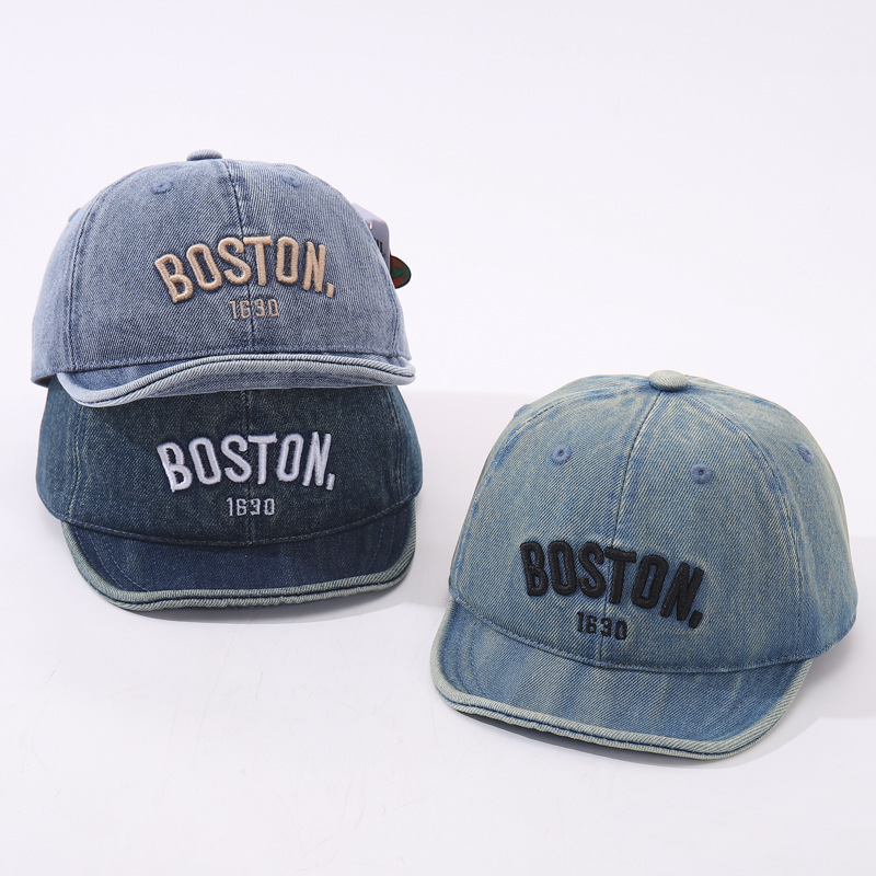 Baby hat spring and autumn denim soft brim all-match peaked cap boys and girls Korean style sun protection casual baseball fashion