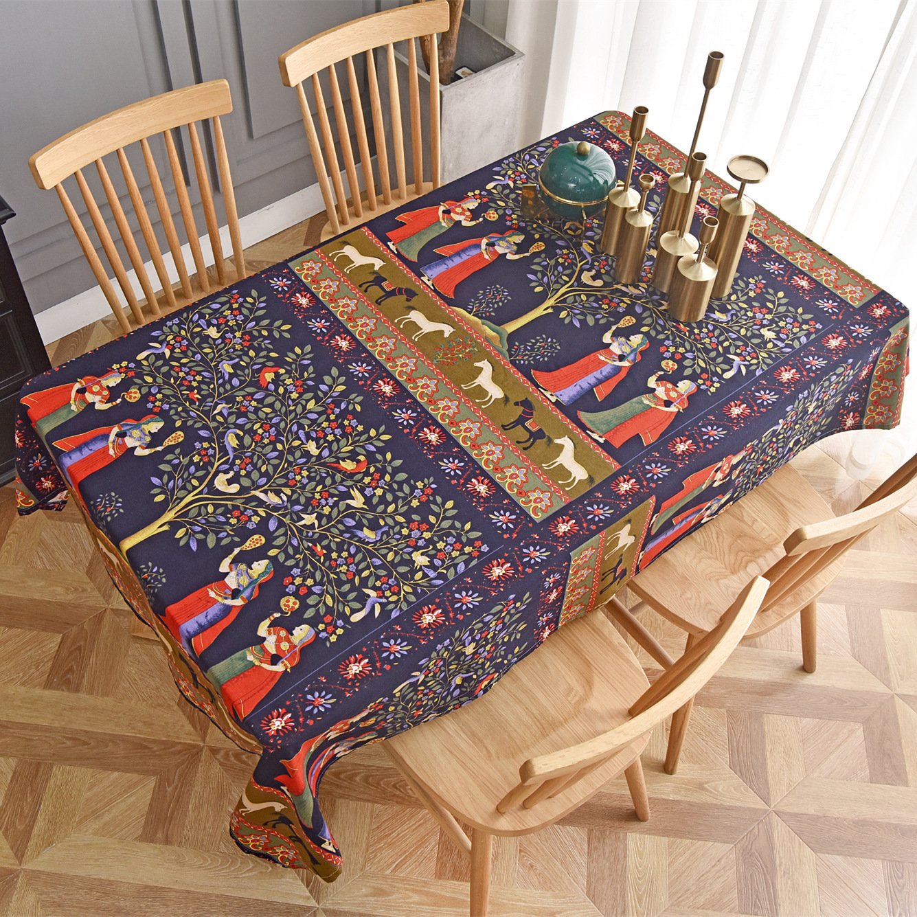 Picture of Hemp cotton digital printed fabric Yunnan Lijiang printed cotton linen fabric ethnic style retro Bohemian fabric