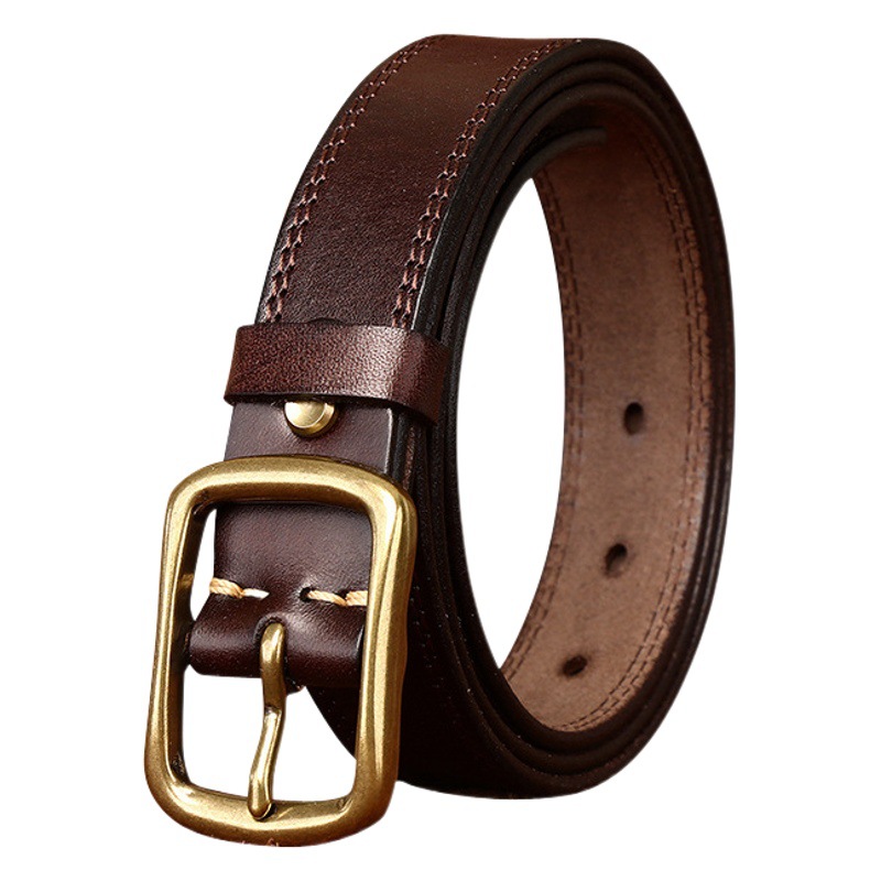 2.8CM Wide Retro Ladies Style Belt Women's Top Layer Cowhide Retro Fashion All-match Denim Leather Belt Women
