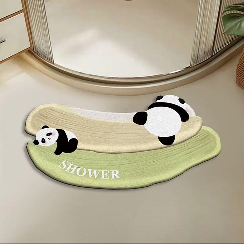 Cross-border Cartoon Panda Brush Stroke Bathroom Mat Non-slip Quick-dry Toilet Carpet Shower Room Door Step Mat