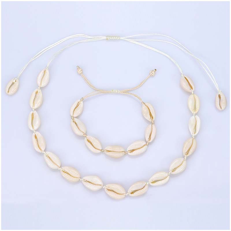 European and American Hot Sale Sea Style Shell Woven Bracelet Hawaiian Style Beach Series Shell Necklace
