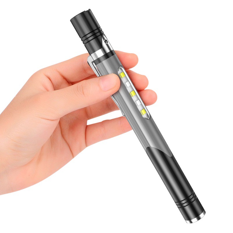 New LED mini portable pen lamp USB rechargeable work lamp strong light three light source household pen flashlight