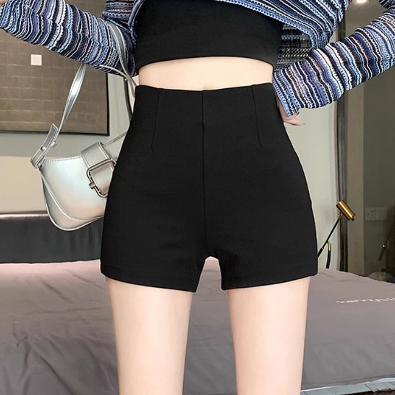 Black Suit Casual Shorts for Women Spring and Summer 2025 New Style A-Line Outer Wear High Waist Slimming Look Tight Hip Shorts