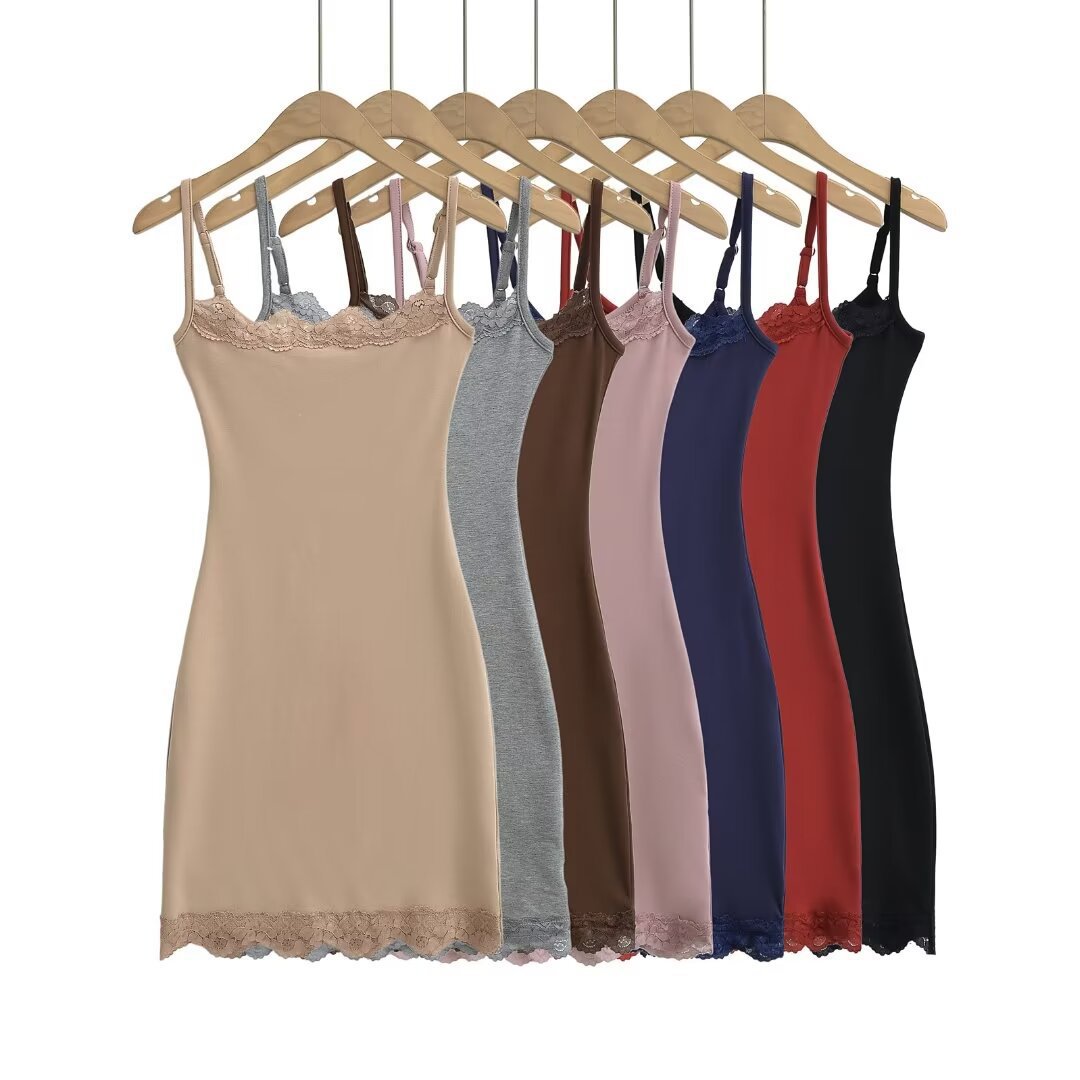 Kardashian lace sling dress women's 2024 Summer new hot girl tight slimming sexy sheath skirt
