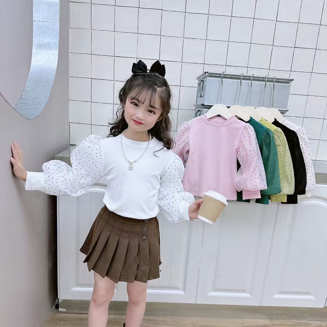 Girls' Children's Wear 2024 Autumn Wear Autumn Base Shirt Autumn Winter Korean Style Pink Black Girls' Long Sleeve White T-Shirt