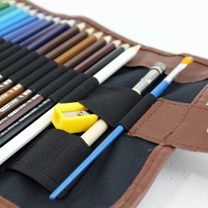 Picture of Cross-border wholesale color pencil 72 color 48 color 36 color roll pen curtain set art hand-painted brush water-soluble color lead