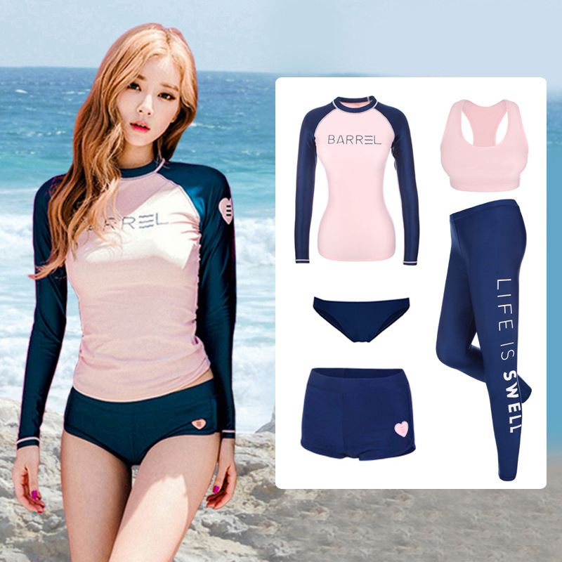 Korean new ladies long sleeve swimsuit women's diving suit sunscreen jellyfish suit trousers split surfing suit wholesale swimsuit