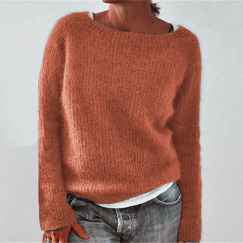 Picture of 2024 Amazon New Sweater Women's Solid Color Quiet Basic Sweater Sweater Round Neck Fashionable and Easiest for Match