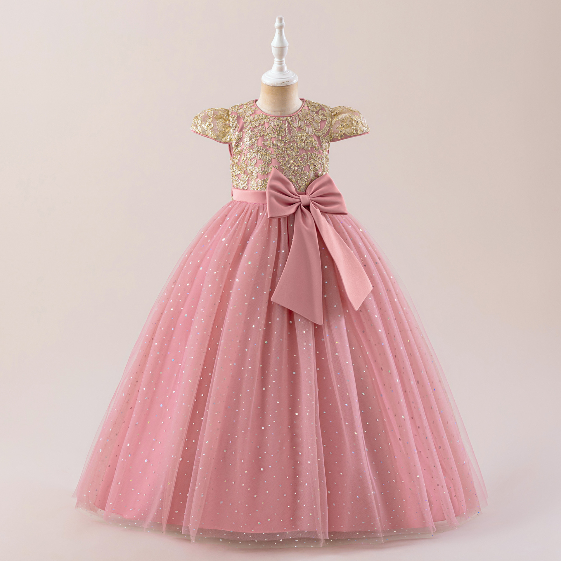 Girl's Dress Children's Princess Dress Poncho dress Bow Flower Girl's Wedding Dress Children's Prom Dress