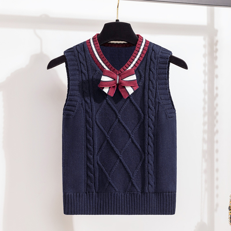 Picture of Children's Wool Vest School Uniform Vest 2025 Spring & Fall New Tops Girls Boys Student Woolen Vest Vest