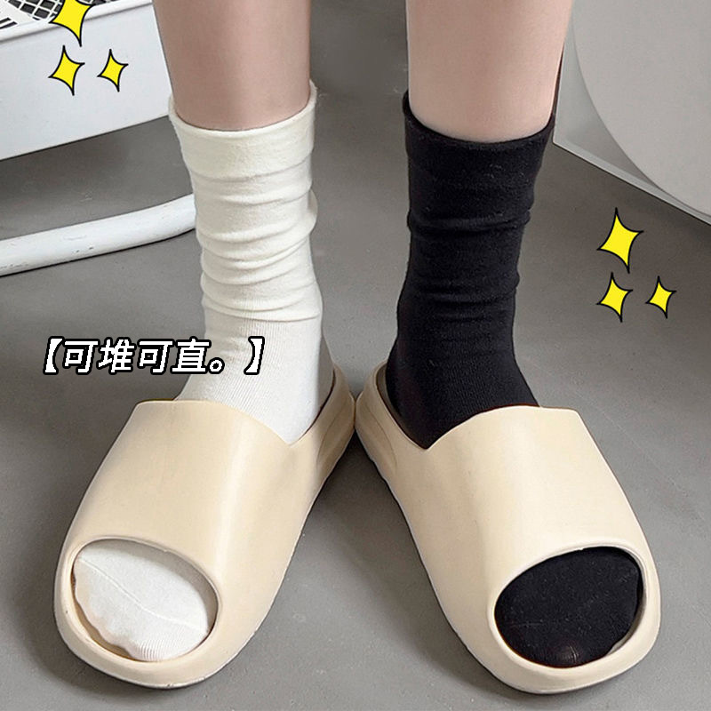 Moon socks summer sweat-absorbent white socks solid color ultra-thin pile socks Japanese girls Joker stockings wholesale
