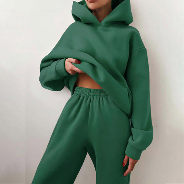 Autumn and winter 2024 Amazon cross-border European and American women's casual fashion padded long sleeve sweater pants two-piece suit