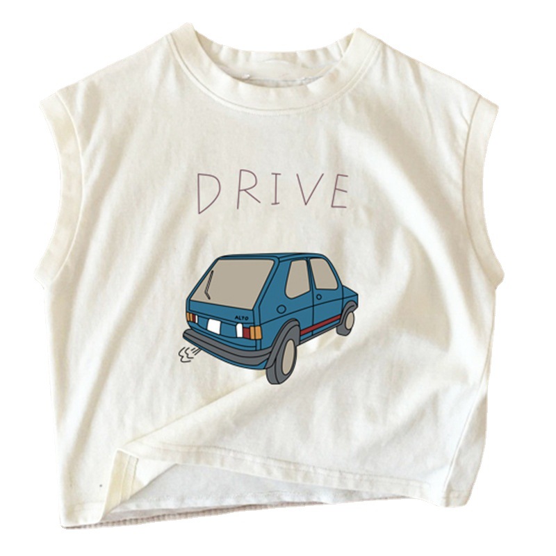 Picture of Pure Cotton Baby Kidsren's Sleeveless T-Shirt 2025 New Cartoon Car Versatile Boys and Girls Vest Undershirt Top Summer
