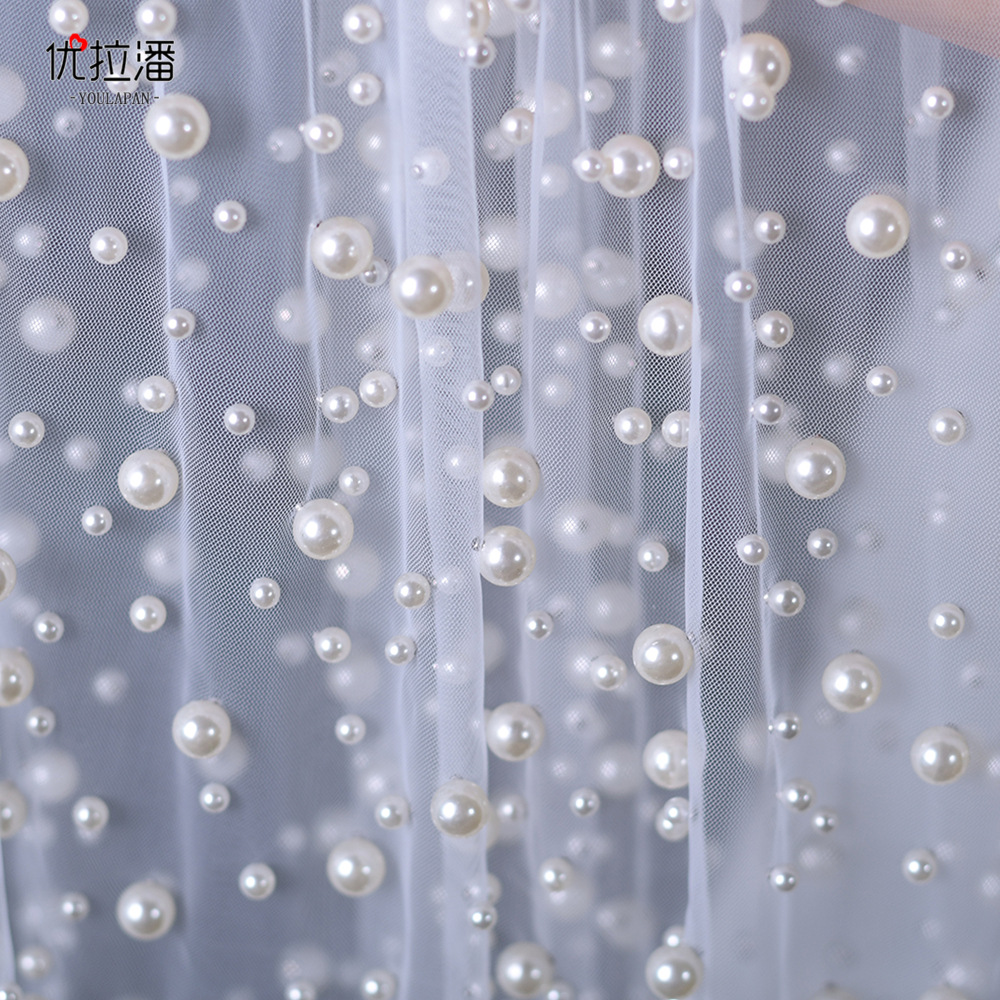 Yulapan V139 pearl mesh cloth encryption size beaded bridal yarn fabric pearl mesh accessories DIY