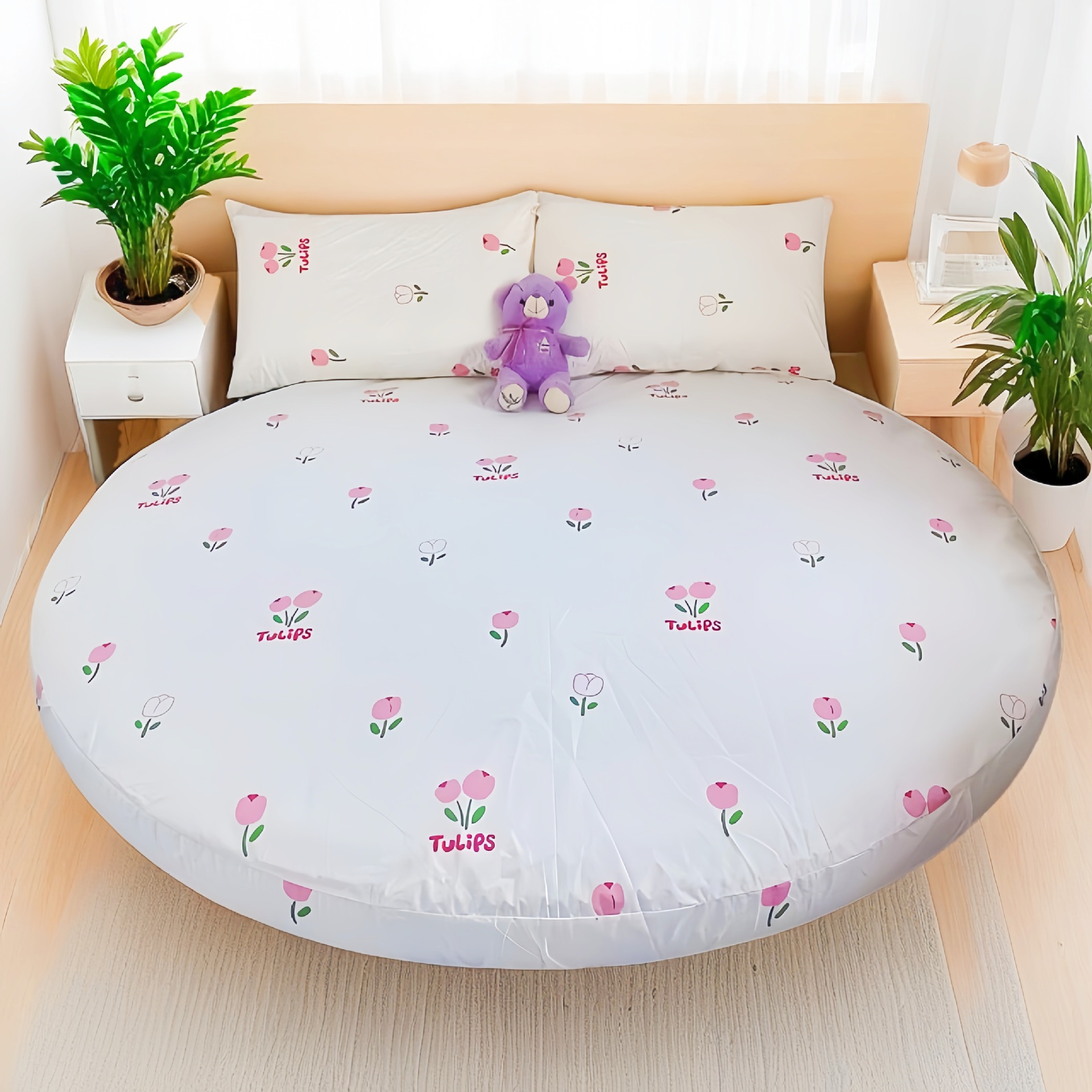 Picture of Cross-border Amazon Shrimp Hotel Round Waterproof Round Bed Cover Four-piece Bed Cover Simmons Mattress Cover Dust-proof