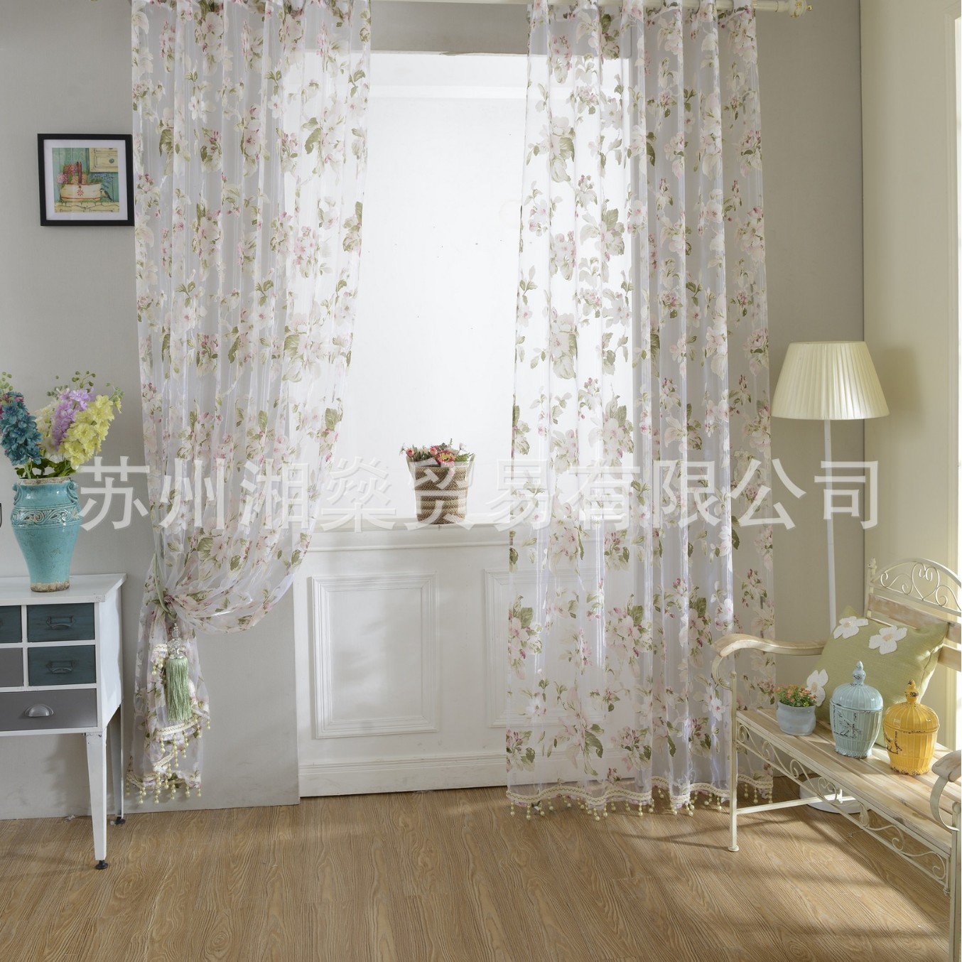 2025 New Home Decoration Living Room Bedroom Fresh Pastoral Home Bedroom Living Room Large Flower Rotten Flower Curtain Window Screen