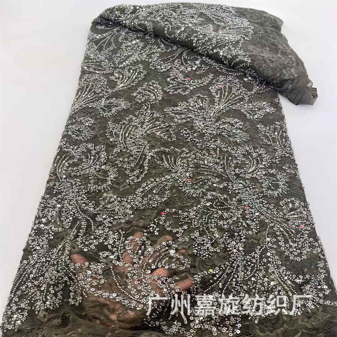In-Stock New Dark Pattern Embroidery Pattern Layered Sequin Bead Tube Embroidery Fabric Spring and Summer Dress Cheongsam Fashion Accessories