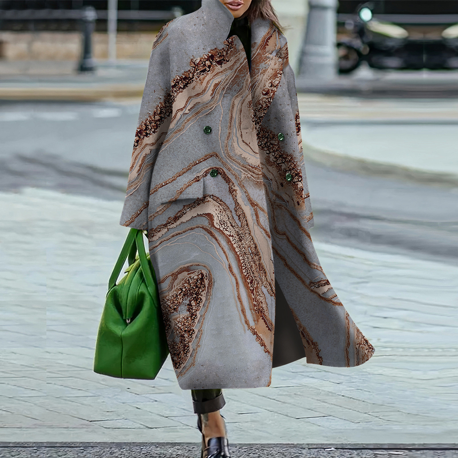 Picture of Amazon Cross-border Foreign Trade Europe and America Explosions Loose Winter and Autumn Women's Woolen Jacket Warm Commuting Elegant Coat
