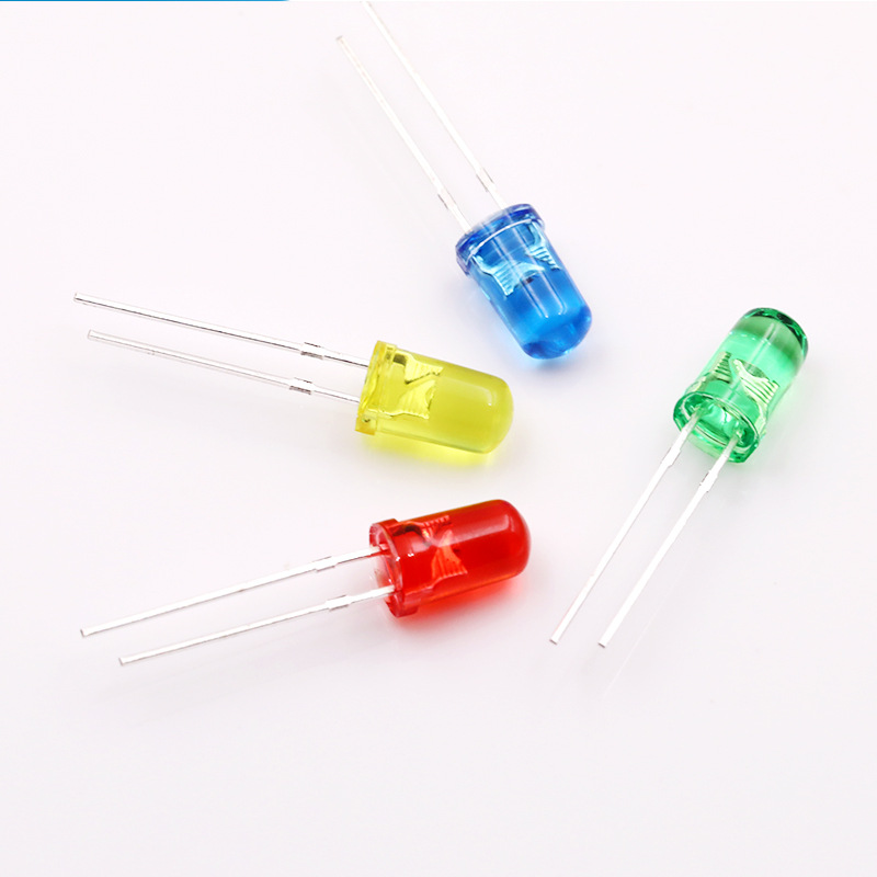 Picture of Manufacturer's 5mm Round Head Clear Short Legs with Edges Red Hair Red Green Hair Green Yellow Yellow Blue F5 High Brightness Led Lamp Beads