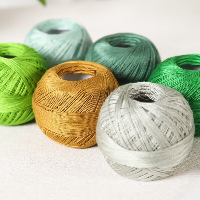 Silk Cotton Mercerized Linen Cotton Linen Lace Thread No. 7 Mulberry Silk Hand-Knitted Crochet Material Package Fine Wool Ball