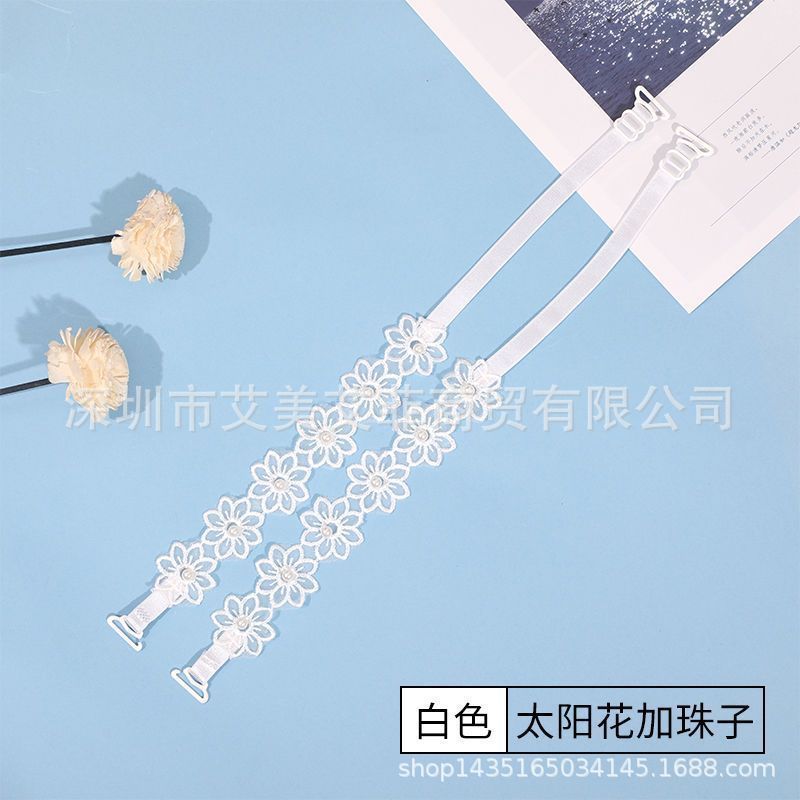 Picture of High-value pearl lace shoulder strap underwear strap off-line collar shoulder adjustable exposed transparent beautiful back bra strap