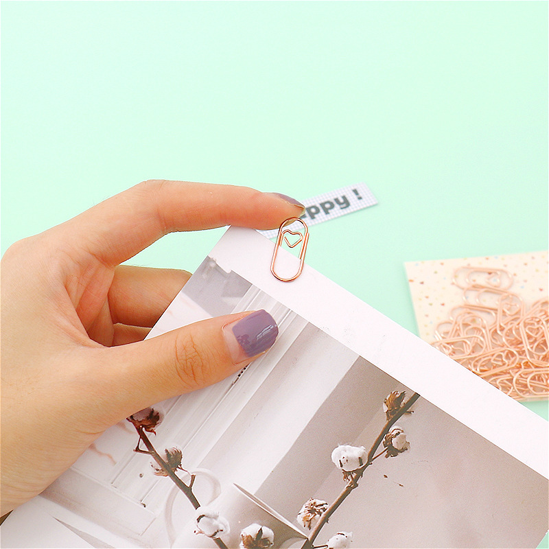Picture of Creative Mini Paper Clip Love Can Clip Paper Handmade File Imitation Gold Rose Cute Paper Clip Manufacturer Wholesale