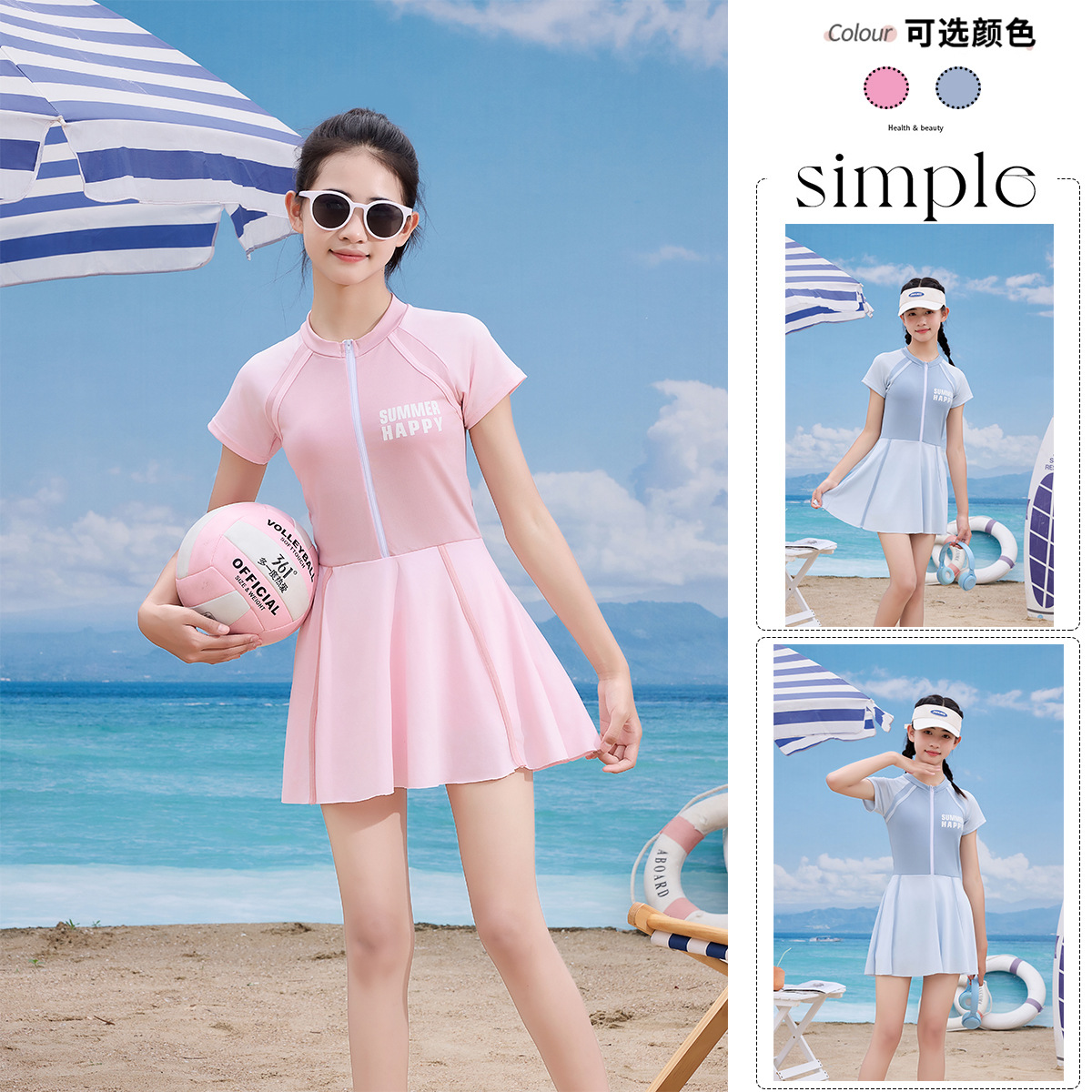 cuhk children's swimsuit girls 8-12 years old one-piece swimsuit hot spring hotel water park swimming suit southeast asia hot sale