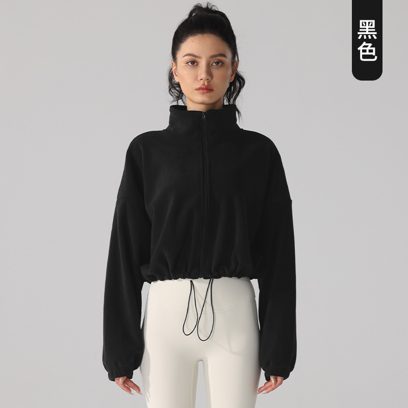 Picture of European and American Lamb Fleece Sports Coat Women's Autumn and Winter fleece-lined Thickened Collar Fleece Coat Fitness Casual Fleece Top