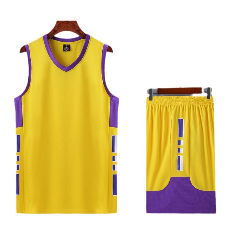 Picture of 2021 summer new in stock dry breathable sweat-absorbent sweat-wicking sports breathable quick-drying V-neck basketball clothes suit adult