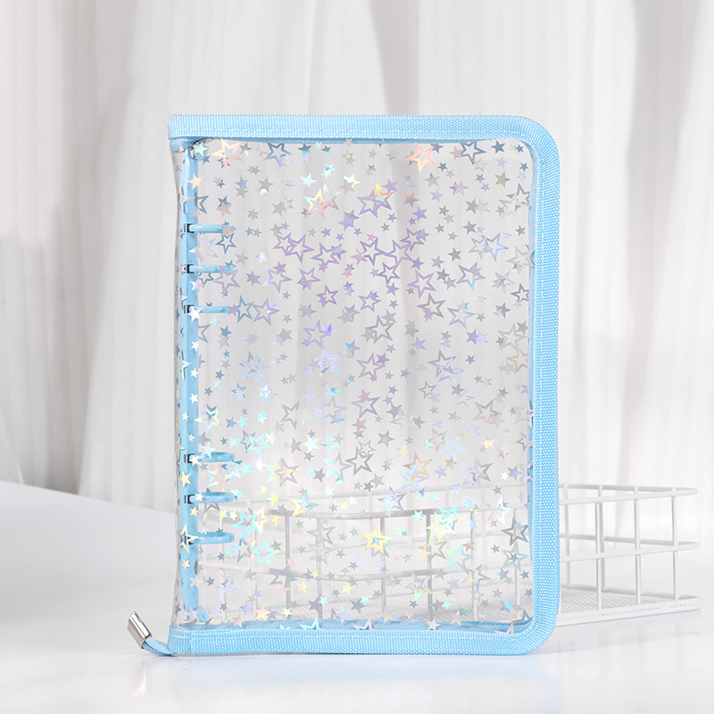 Picture of Spot Cute Popular Storage Bag Six-Hole Loose-Leaf Book Ins Style Star Chasing A5A6 Transparent Zipper Notebook Shell