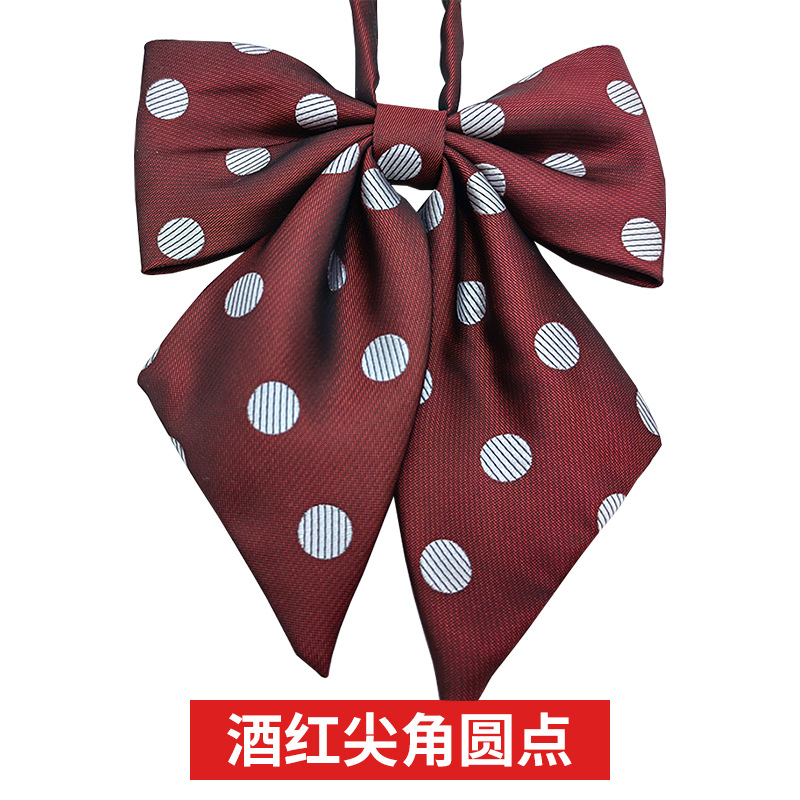 Picture of JK Fresh Japanese Style Knot-free Bow Tie Women's Bow Pointed Dot Pattern Shirt Collar Flower Academy Style Decoration